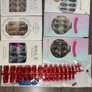 Press-On Nail Bundle | Multiple Sets + Hands & Feet | Bonus Gems & Tweezers